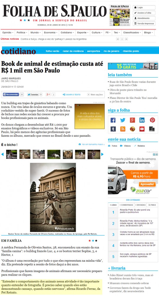 Pet Retrato Folha de São Paulo